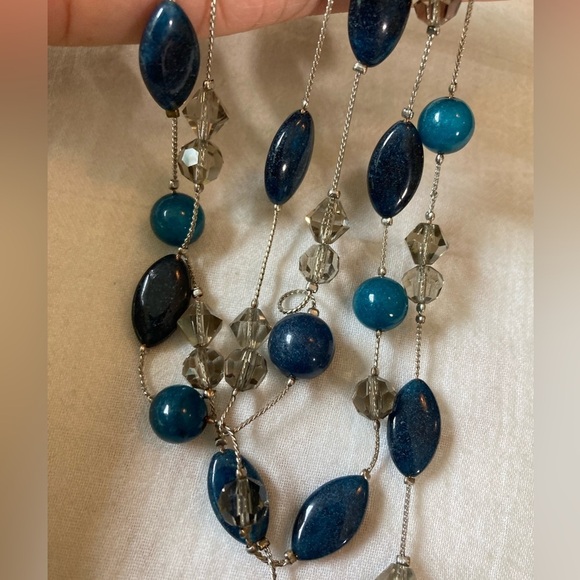 Talbots Blue‎ Green Glass Multi Strands Necklace - Picture 3 of 7